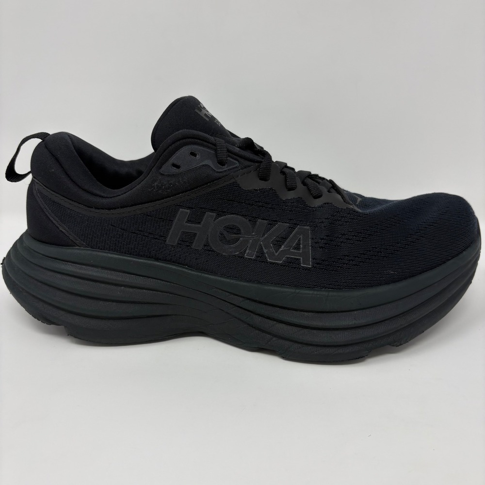 Hoka Bondi 8 Womens Size 9D Wide Black Athletic Running Shoes (1127954 BBLC)